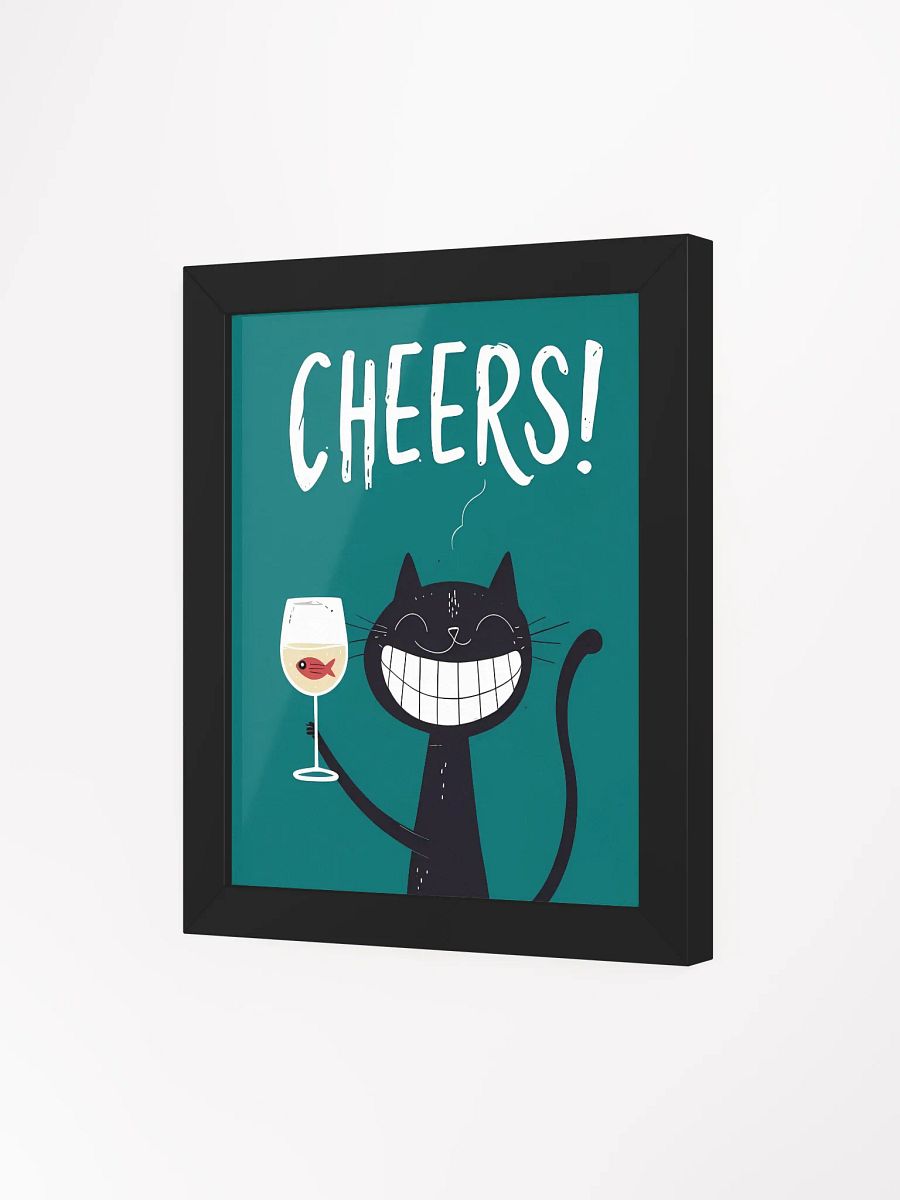 Grinning Cat Wine Cheers Framed Poster product image (4)