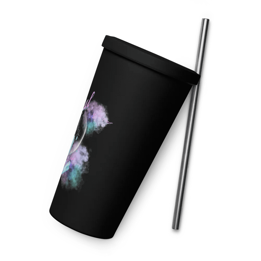 Insulated tumbler with beautiful swirly blue water splash and drops design featuring “grateful’ product image (8)