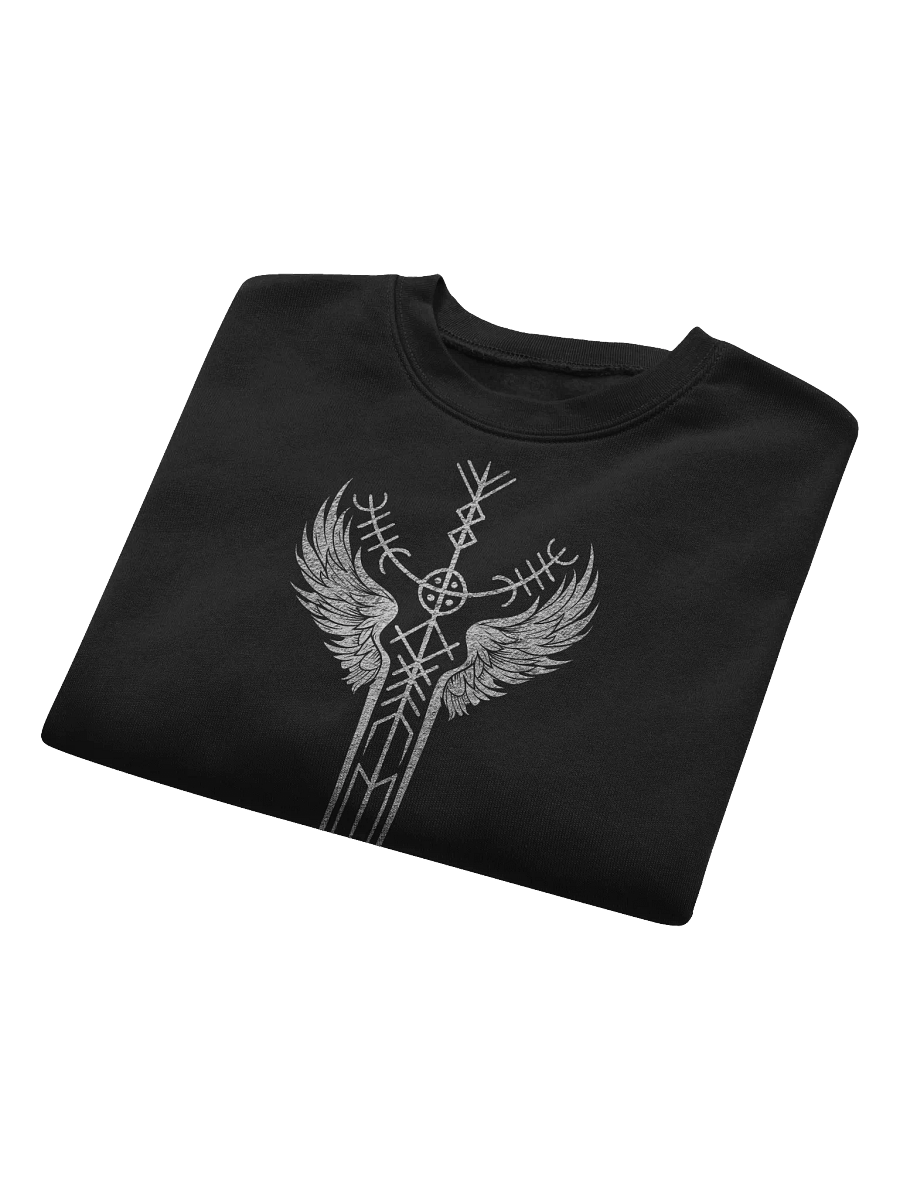 The Valkyrie Stave Women's Fleece Crop Sweatshirt (grunge print) product image (3)