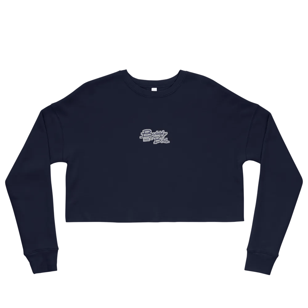 Bubbly and a B*tch (navy & white thread) embroidered fleece crop crew product image (2)