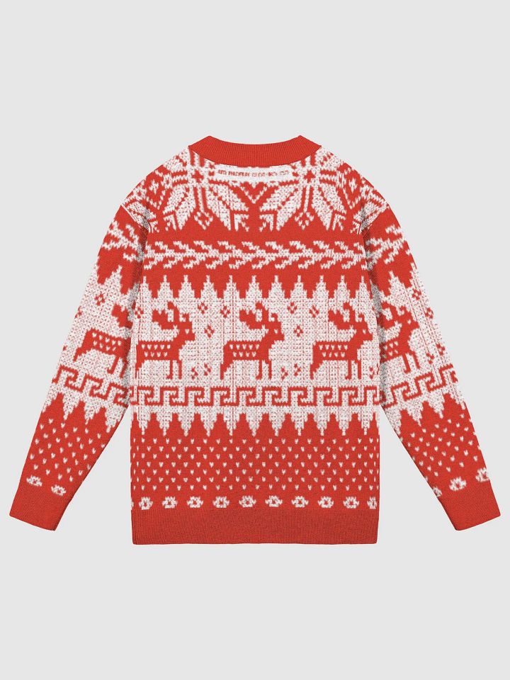 Winter Snow & Deer Red and White V-Neck Knit Sweater product image (8)