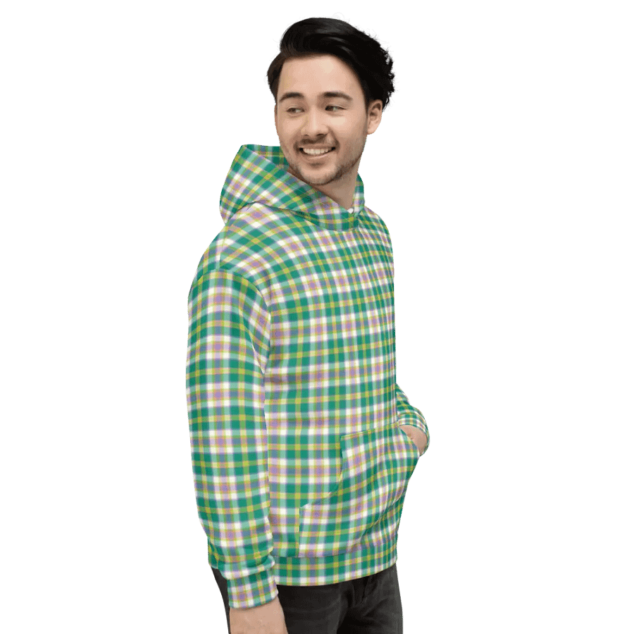Seafoam Green and Purple Plaid Hoodie product image (4)
