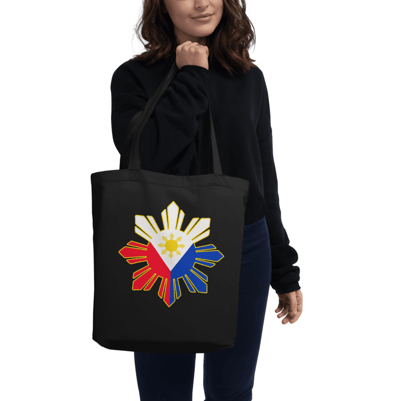 MABUHAY INNOVATIONS SUPPORTER TOTE: VERSATILE USE, ORGANIC BLACK TOTE BAG, PHILIPPINES FLAG SUN LOGO product image (3)