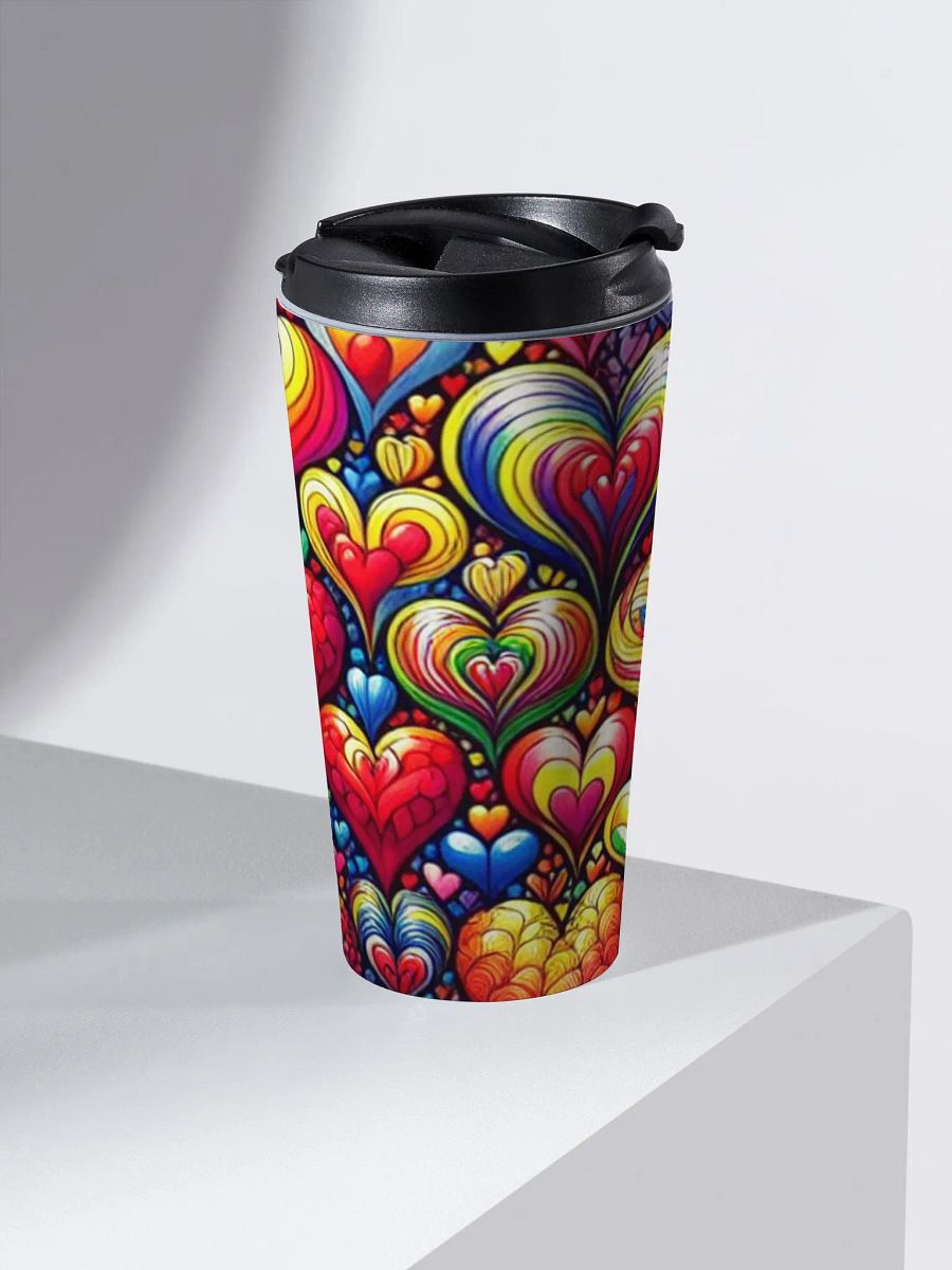 Vibrant Technicolor Hearts Travel Mug product image (2)