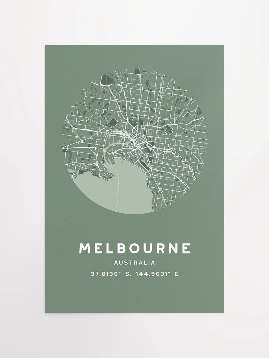 Melbourne Street Map Poster – Sage Green Minimalist Circular City Art product image (4)