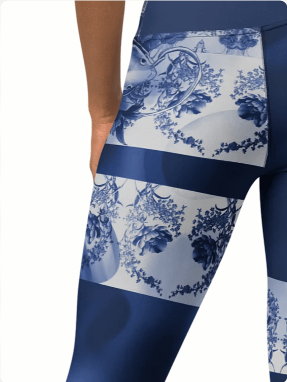 Koi and Mist-Porcelain yoga leggings product image (2)