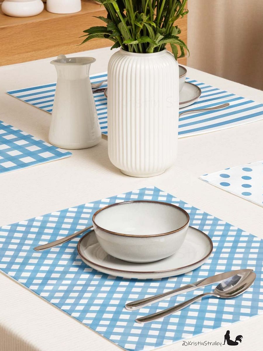 Blue Gingham Collection on White Placemat Set of 4 product image (5)