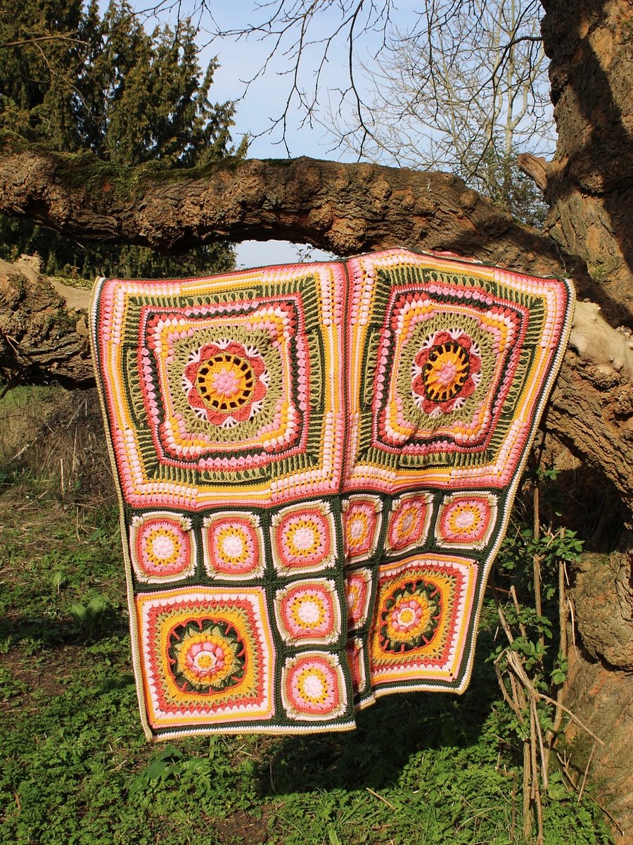 Floral Bloom Spring Crochet Blanket - Crochet Squares Blanket Pattern PDF product image (9)