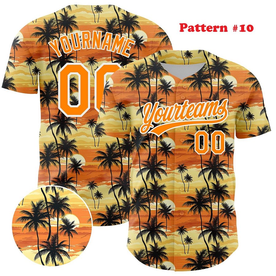 Authentic Baseball Jersey, Custom Baseball Jersey, Personalized Sport Jersey, Hawaiian Multi Colorful, Summer Palm Coconut Ocean product image (8)