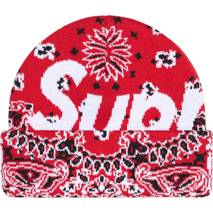 Supreme Red Big Logo Bandana Beanie product image (1)