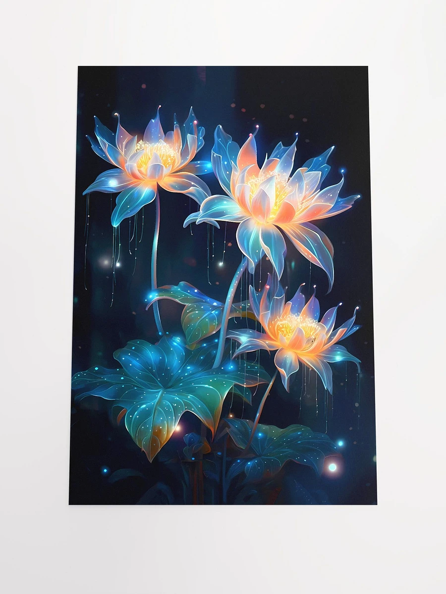 Neon Natura: Illuminated Aquatic Flowers Art Print Matte Poster product image (3)