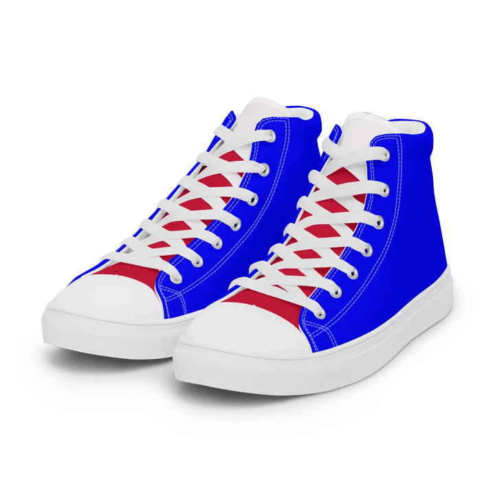 Men's red tonged high top canvas Flandan sneakers/ Red, White Blues product image (1)