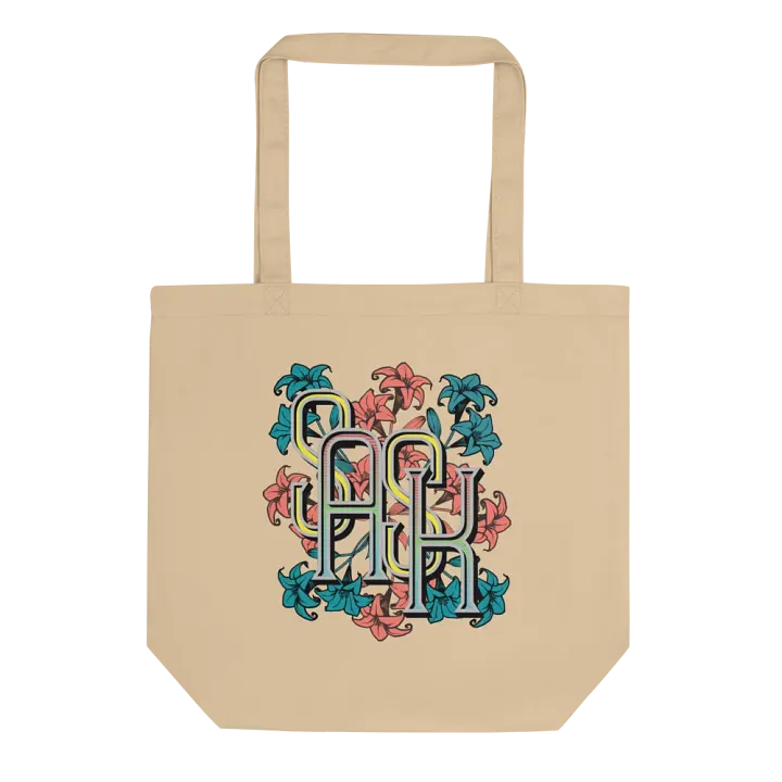 Sask Saskatoon Saskatchewan Flower Vintage Floral Typography Eco Tote Bag product image (1)