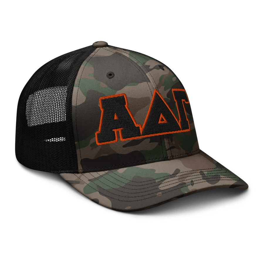 Alpha Delta Gamma Camo Trucker Hat product image (6)