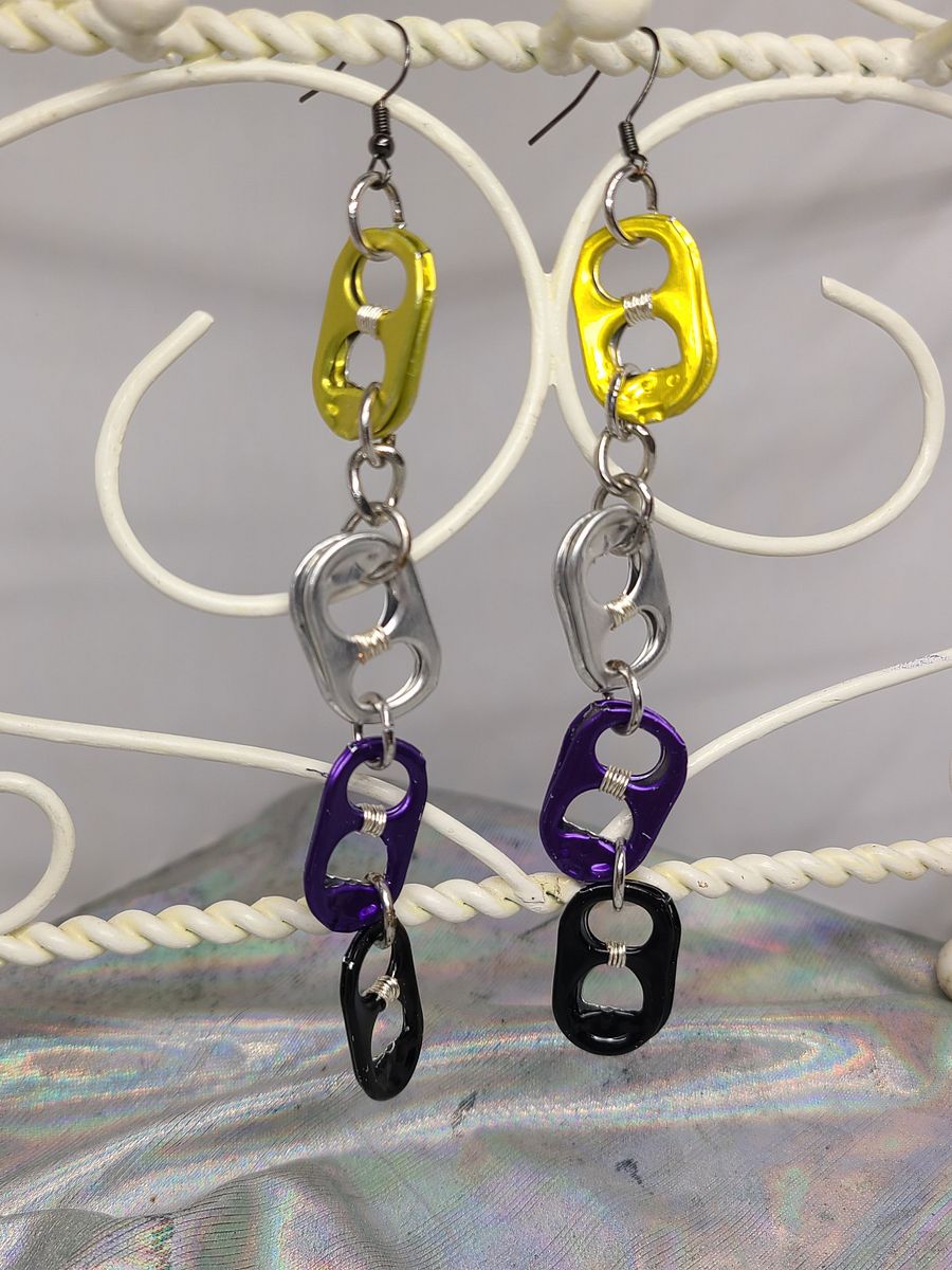 Non-binary pride wire wrapped trash earrings product image (1)