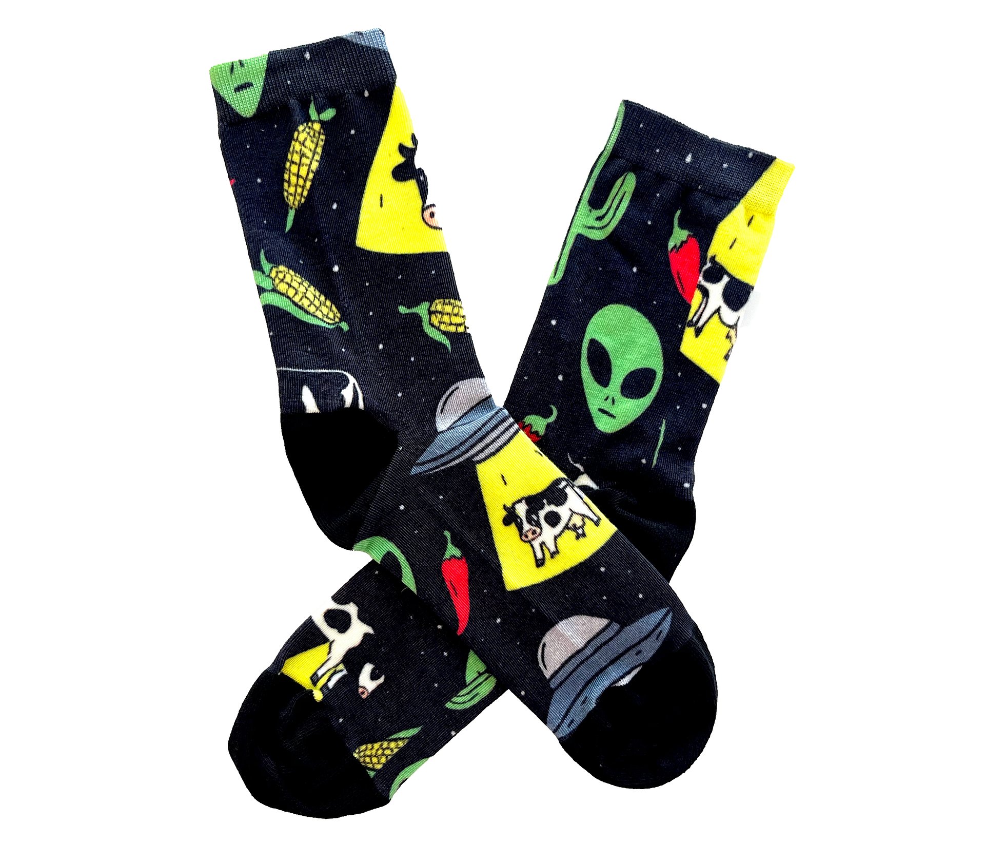Corny UFO Abduction Roswell Aliens Eco Friendly Crew Socks product image (8)