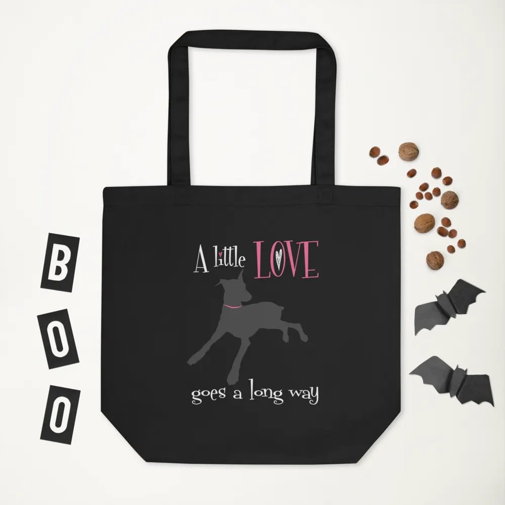 A little Love goes a long way, Black eco tote bag product image (3)