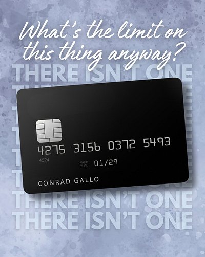 WDYM he squats down next to the bed and has his credit card in between his fingers and tells you there’s no damn limit?!?!?! ...