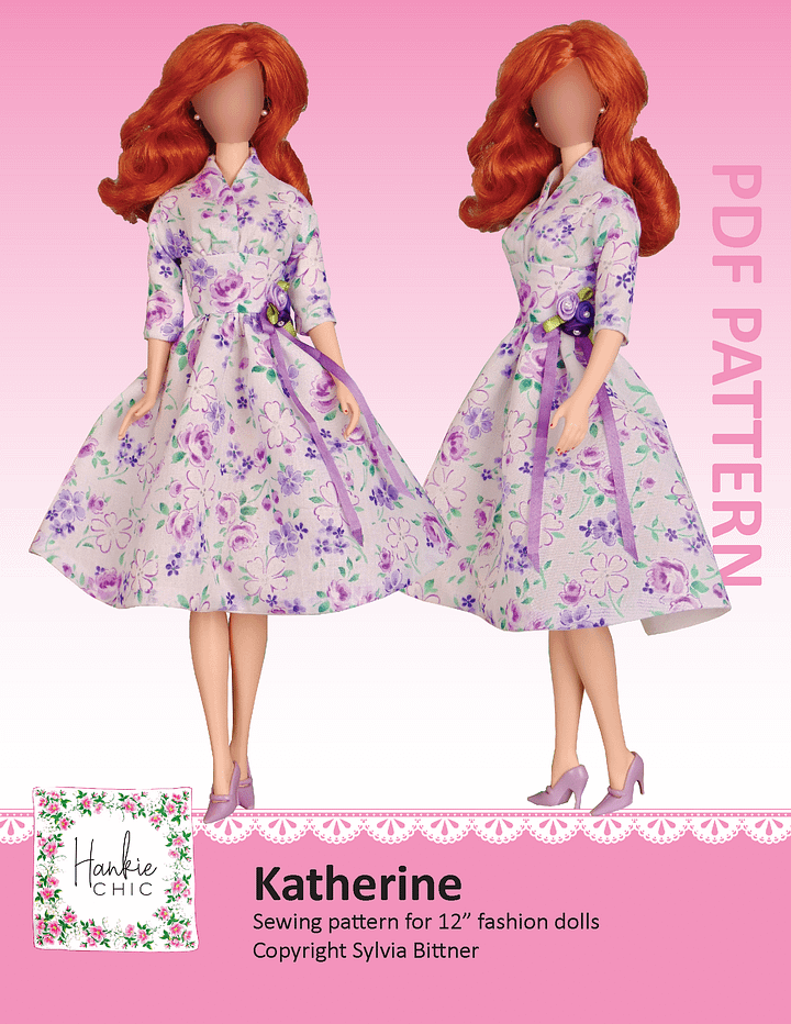 Katherine sewing pattern for 12" fashion dolls product image (1)