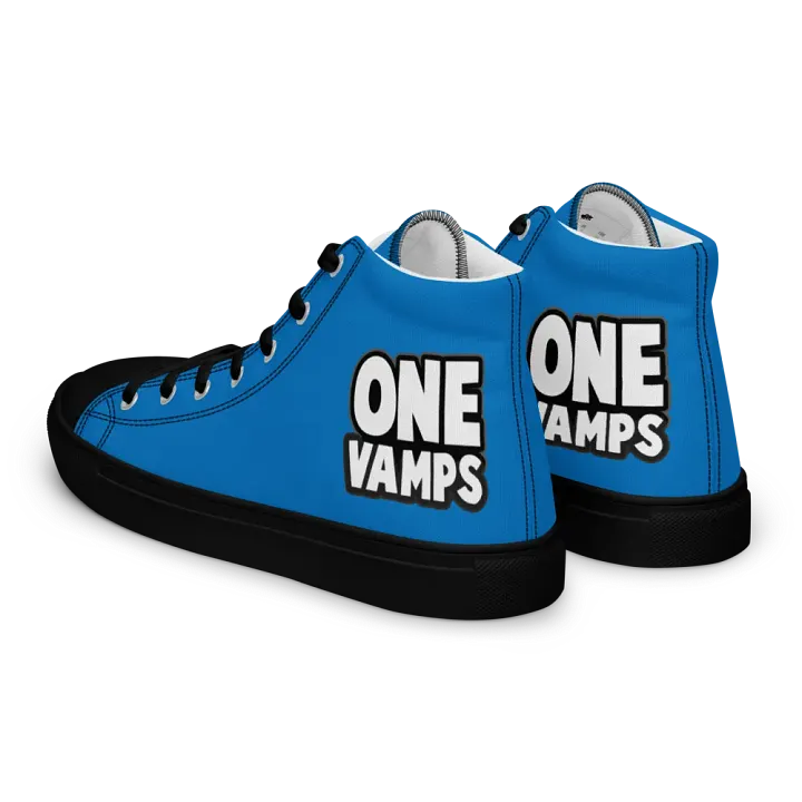 Men's High Top Canvas Shoes OneVamps Blue Black color product image (1)