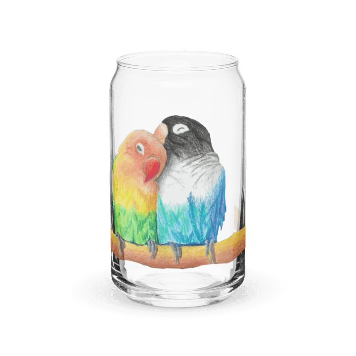Lovebirds Drawing Glass Can Cup product image (2)