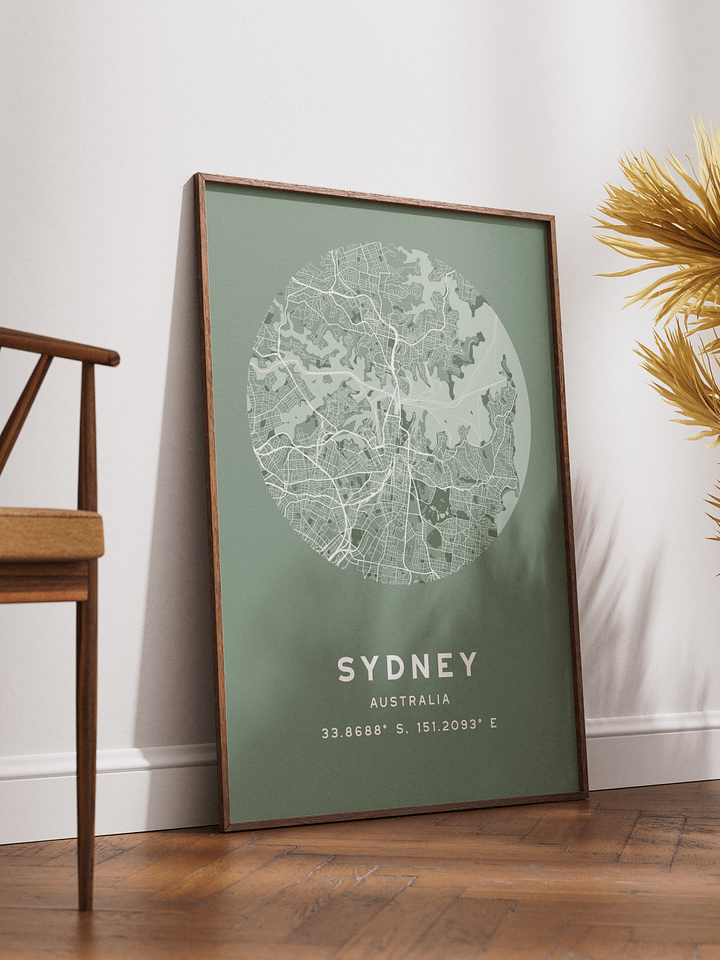 Sydney Street Map Poster – Sage Green Minimalist Circular City Art product image (2)