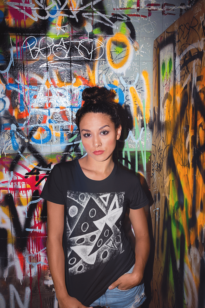 Abstract Black and White Triangles Unisex T Shirt product image (2)