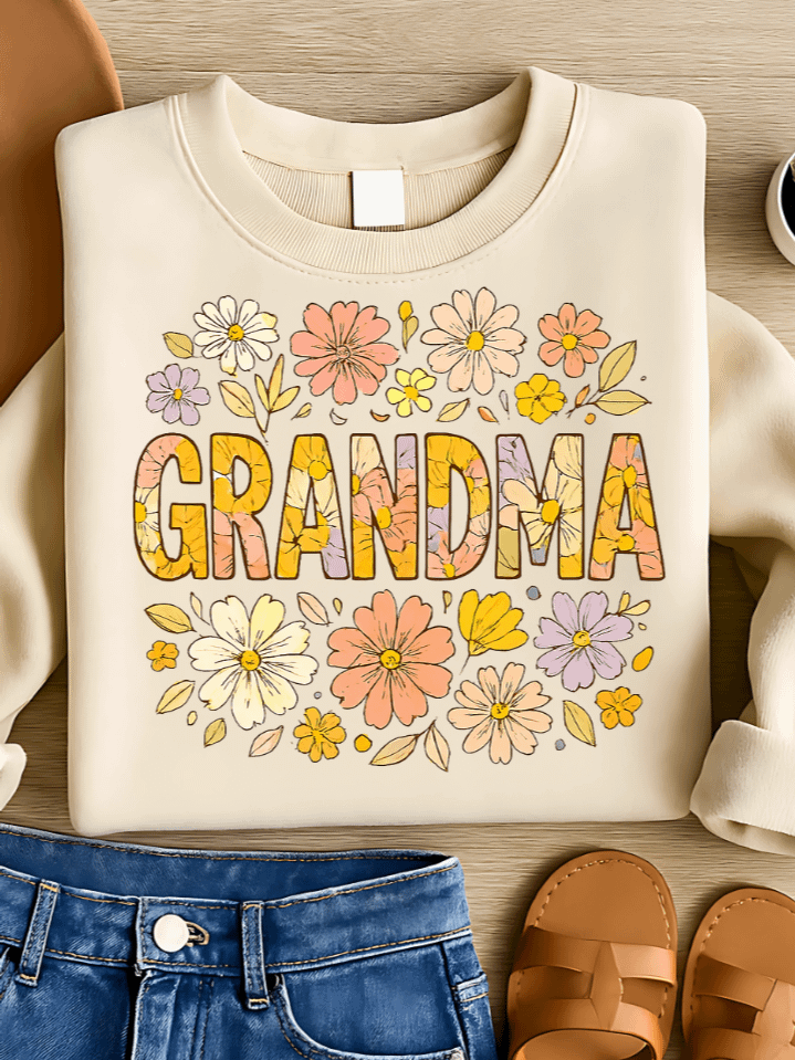 Floral Grandma Sublimation PNG – Elegant Grandma Flower Clipart for T-Shirts – Beautiful Botanical Design – 300 DPI Instant Digital Download product image (1)