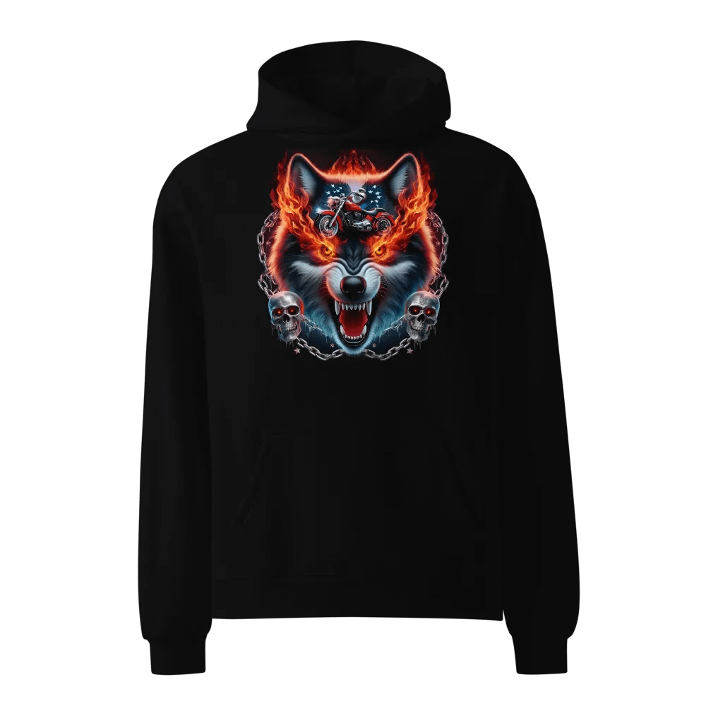 Flaming Wolf Biker Oversized Hoodie #39 product image (1)