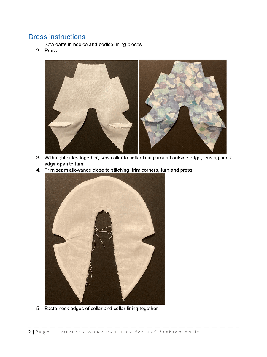 Poppy's Wrap sewing pattern for 12" fashion dolls product image (3)