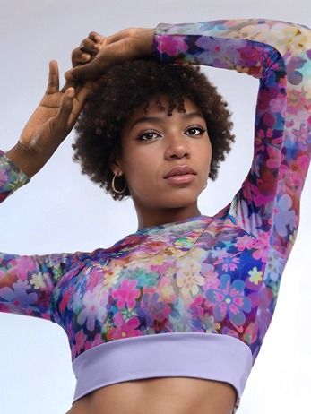 Relax in flowers Recycled Long Sleeve Crop Top product image (5)