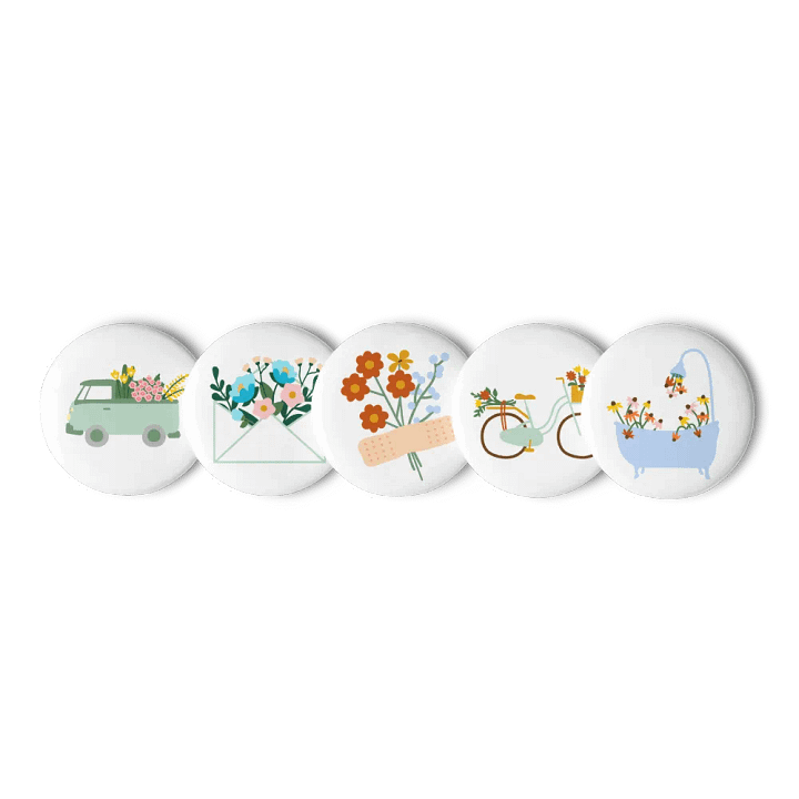 Floral Pickup Truck Pin Button Set product image (1)