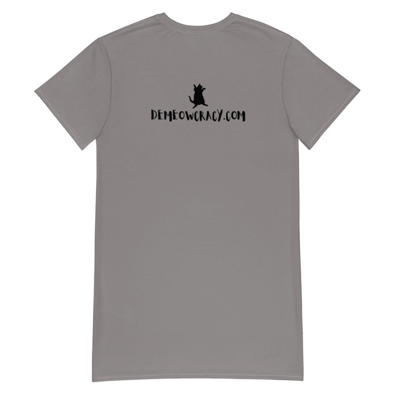 Dancing Demeowcracy Feline Grey T-Shirt Dress product image (7)