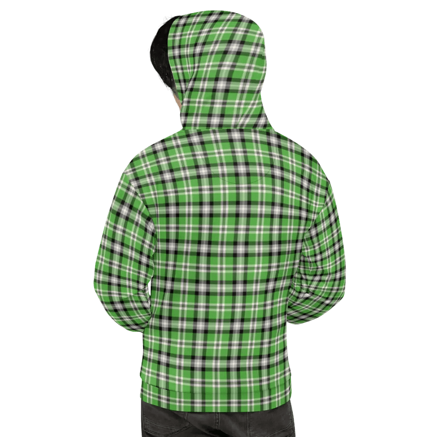 Bright Green, Black, and Gray Plaid Hoodie product image (9)