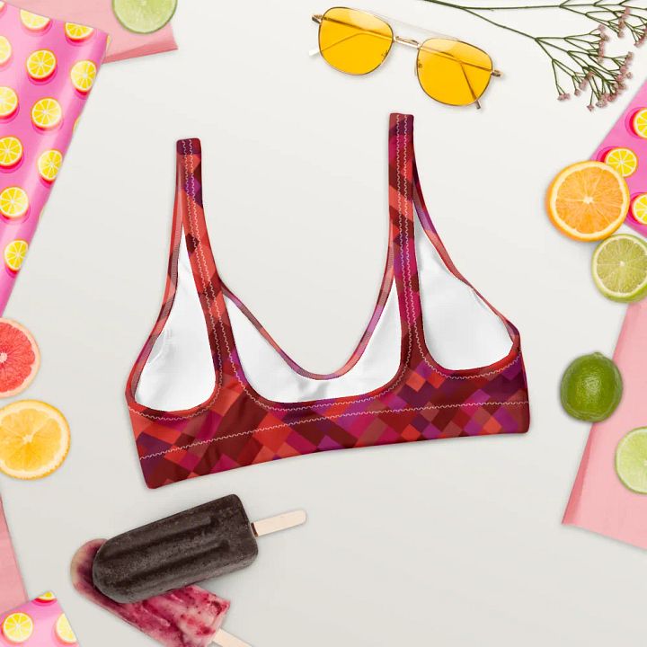 Colorful Mosaic Pattern Design Padded Bikini Top - v3 product image (2)