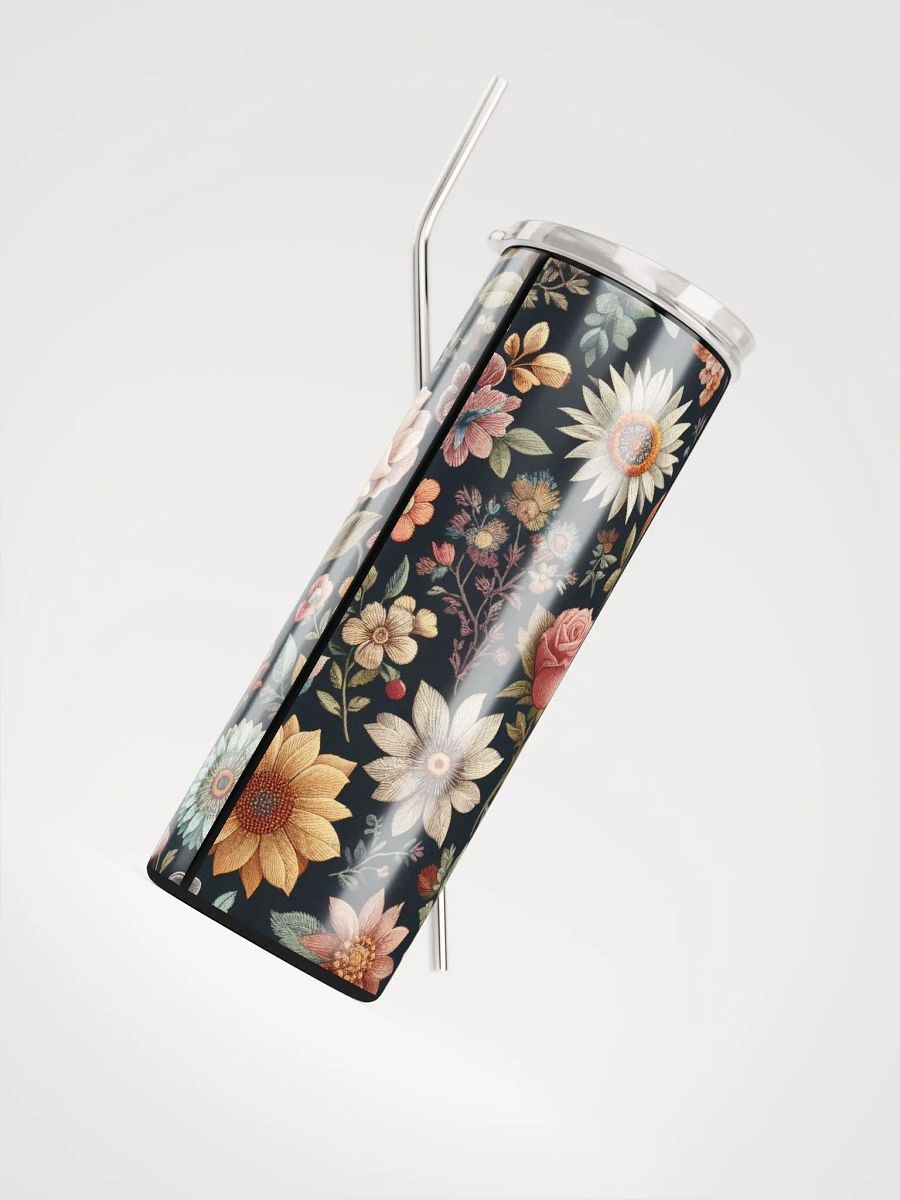 Floral Embroidered Stainless Steel Tumbler - Sustainable Elegance product image (4)