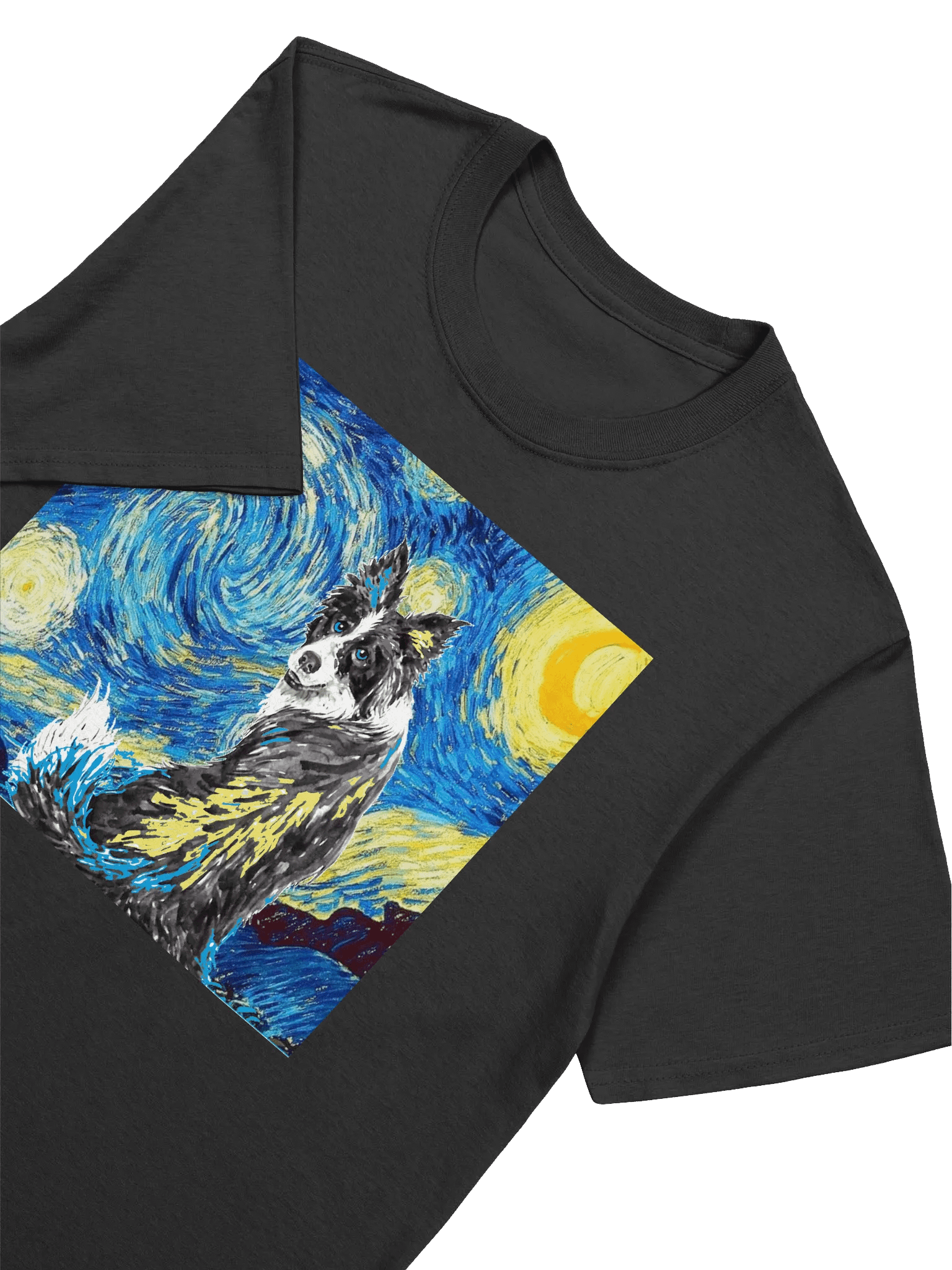 Surrealism Border Collie Starry Night Impressionist Dog Art T-Shirt product image (3)