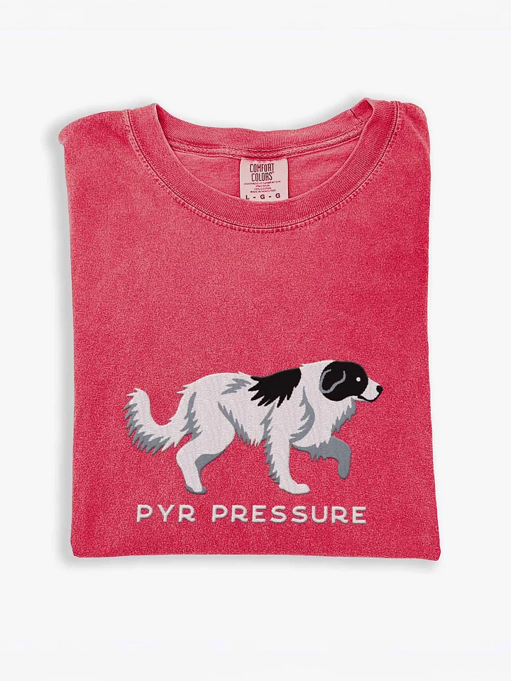 Pyr Pressure T-Shirt(Embroidered) of a Great Pyrenees(Black & White) product image (1)