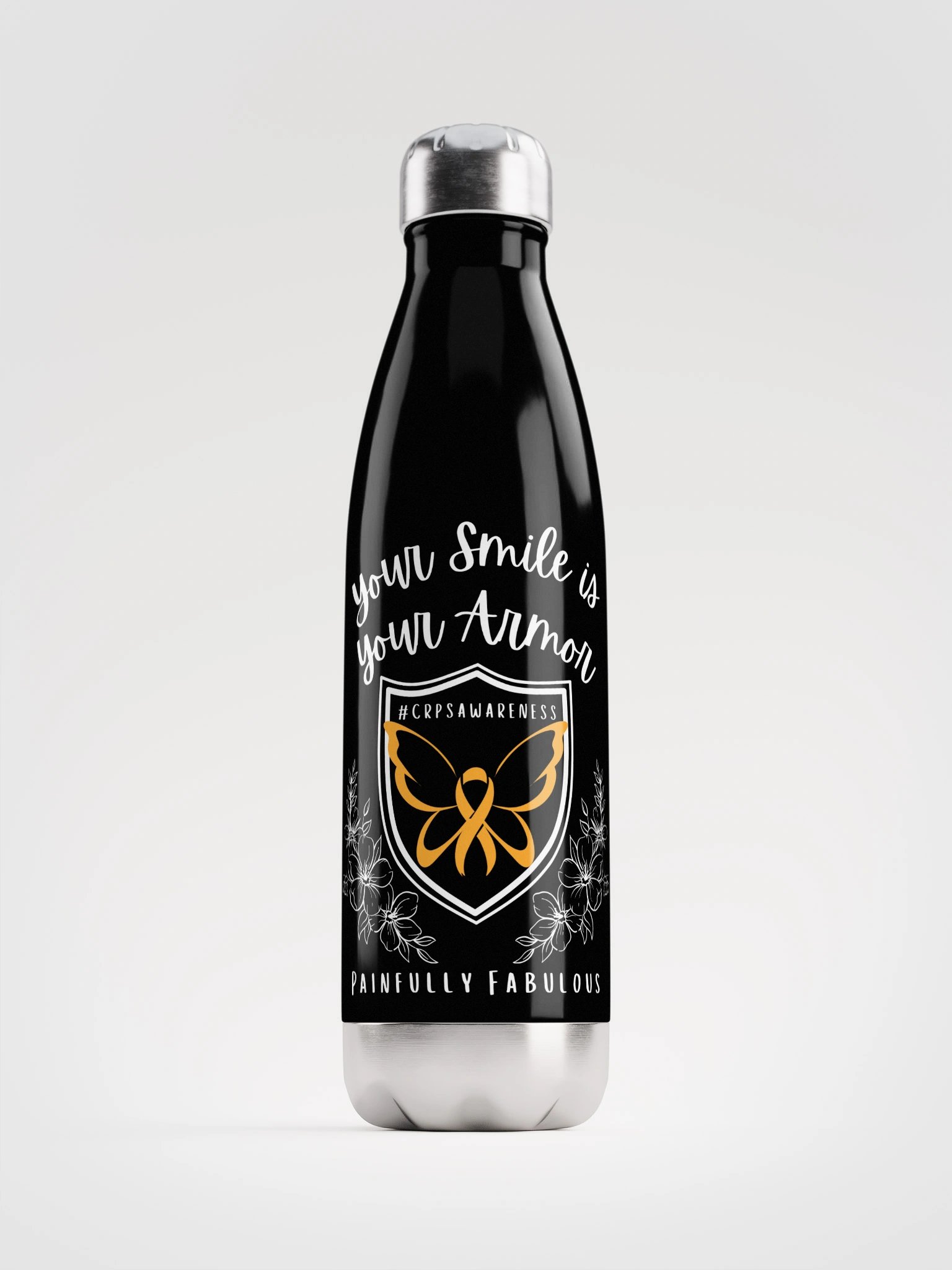 Your Smile is Your Armor CRPS Awareness Stainless Steel Water Bottle (17oz) product image (1)