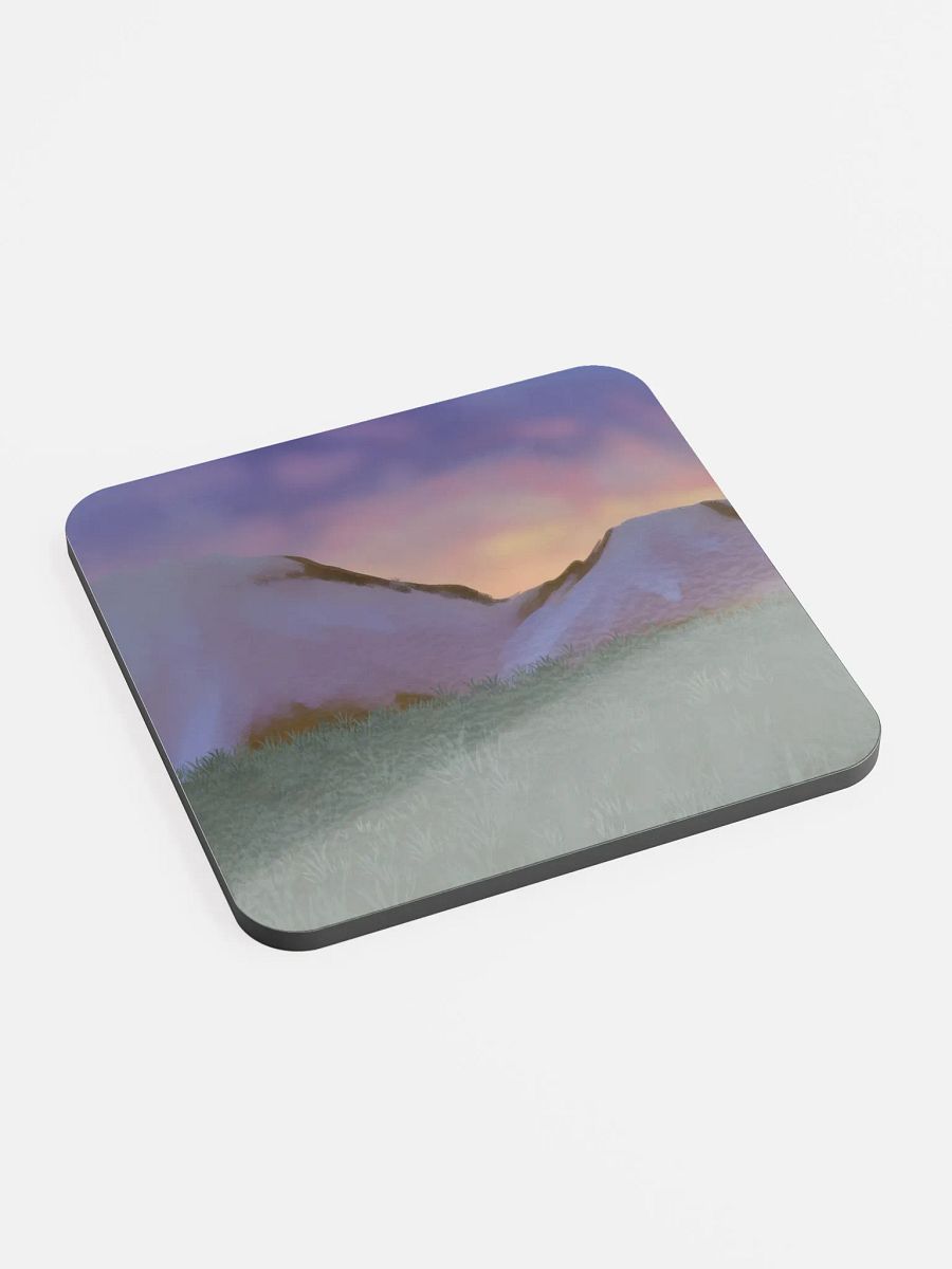 Art Fight 2023: "Mountains at Dusk" Glossed Cork Coaster product image (4)