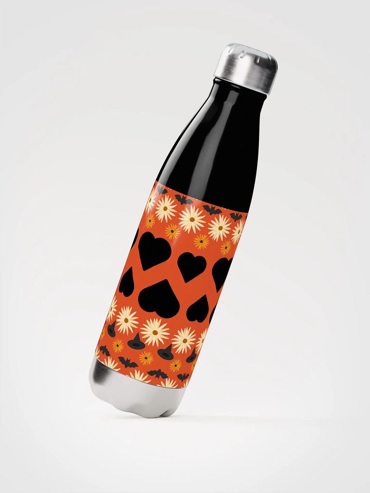 Stylish Halloween Water Bottle | Floral & Heart Pattern product image (2)
