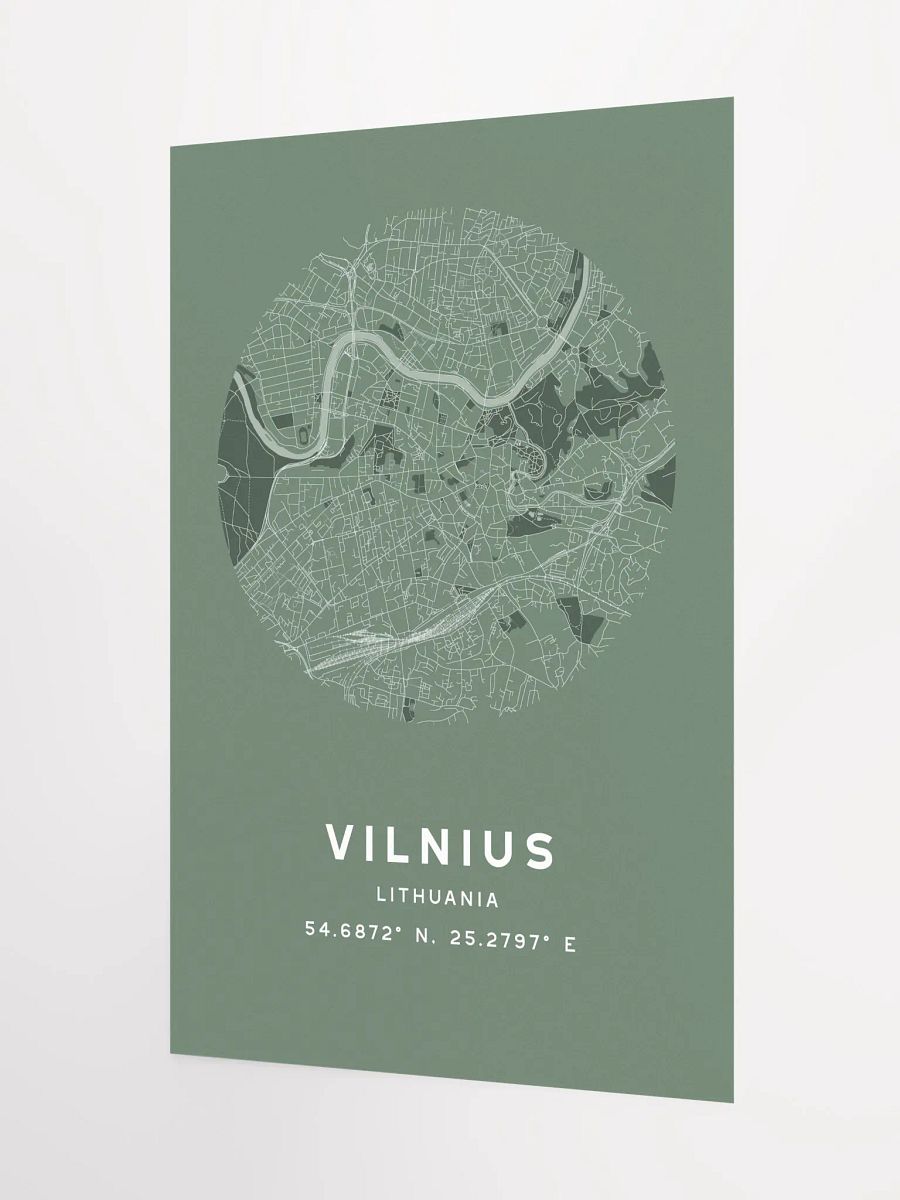 Vilnius Street Map Poster – Sage Green Minimalist Circular City Art product image (5)