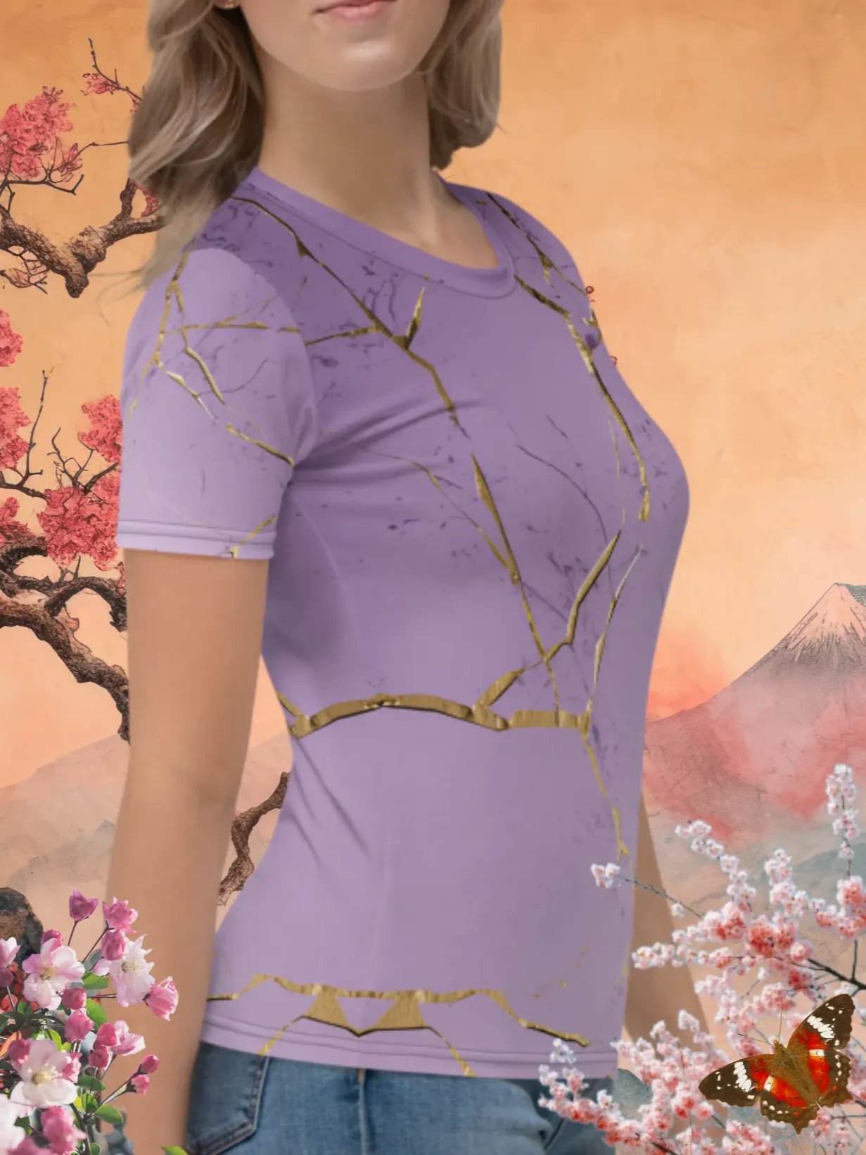 Lavender Gold Kintsugi Print T-Shirt product image (3)