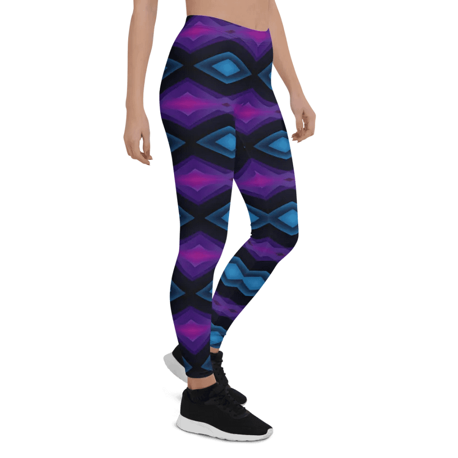 Purple & Blue Diamond Women's Leggings – Modern Geometric Design product image (4)