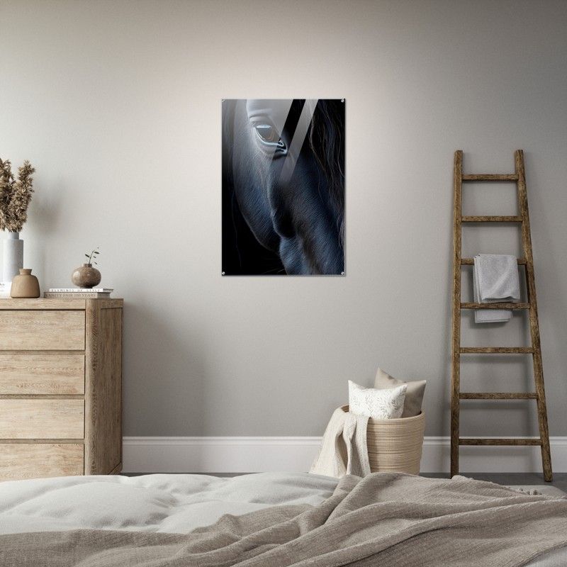 BLACK HORSE FACE GLOSSY ACRYLIC PRINT product image (2)