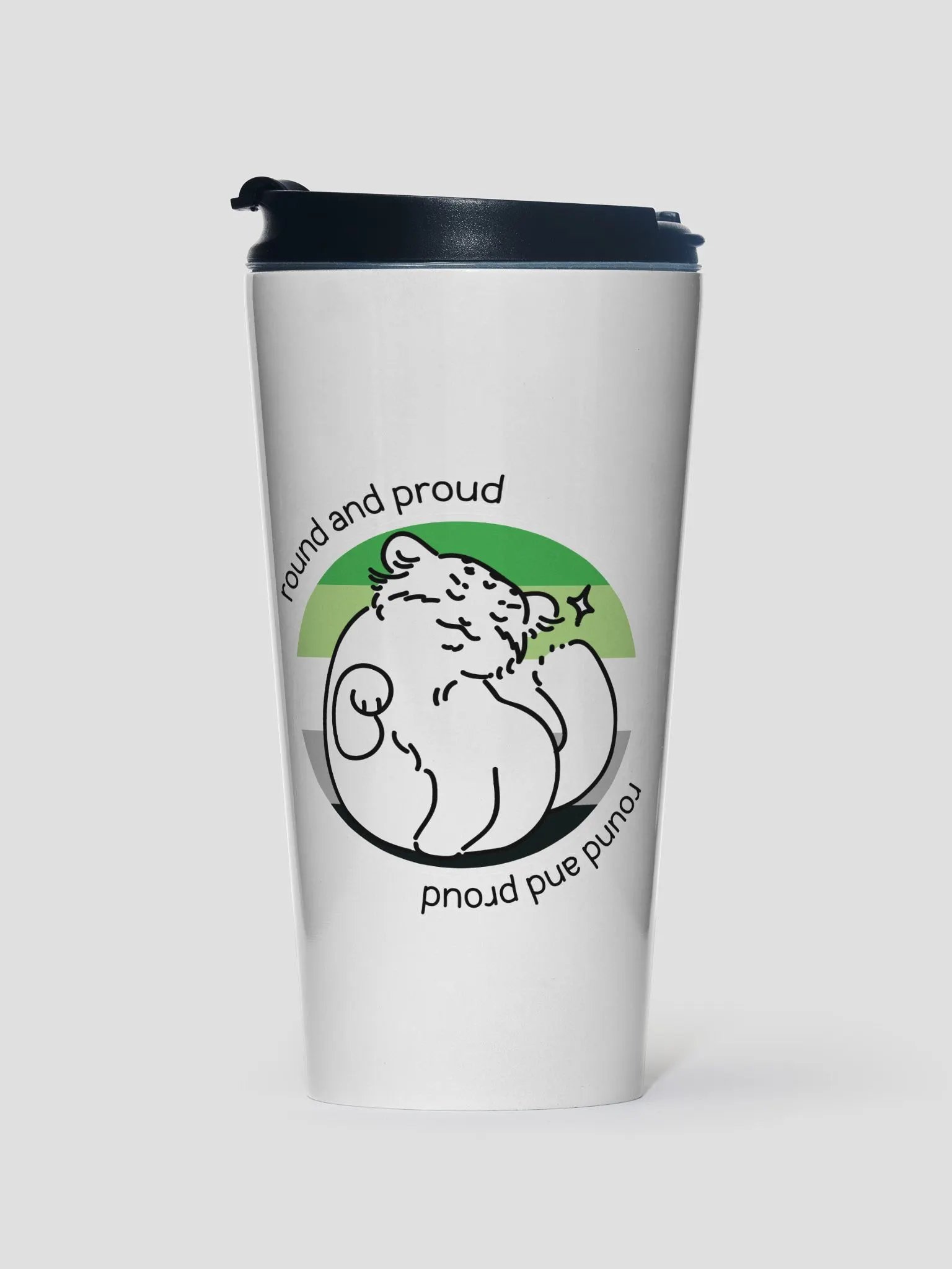 Round and Proud Manul Aromantic Version - Steel Travel Mug product image (1)