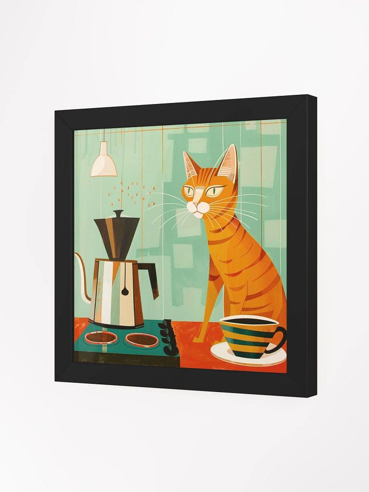 Colorful Retro Style Coffee Drinking Cat Wall Art product image (2)