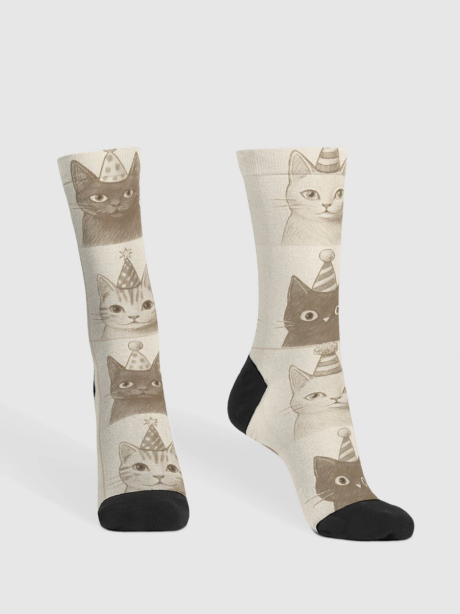 Party Cat Faces Crew Socks product image (1)