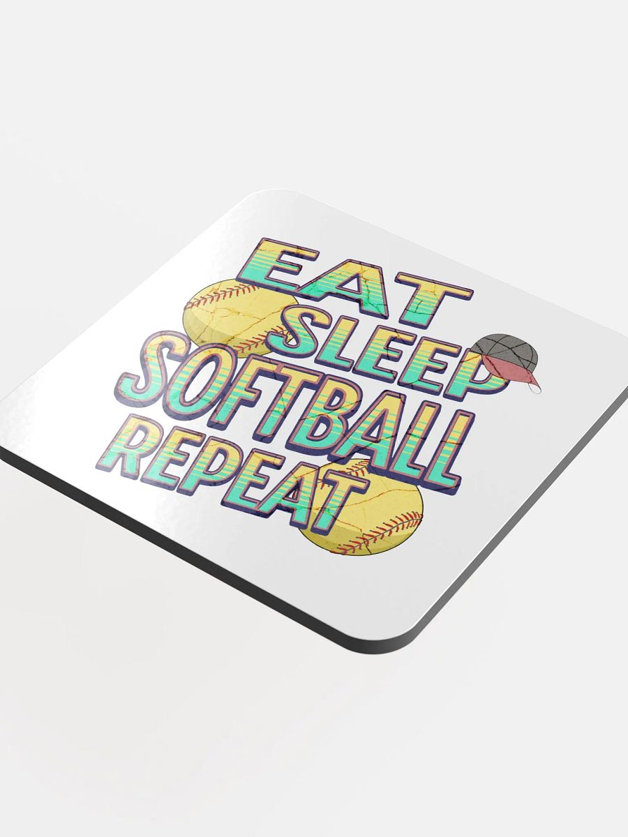 Eat Sleep Softball Repeat Colorful Coaster Set product image (1)
