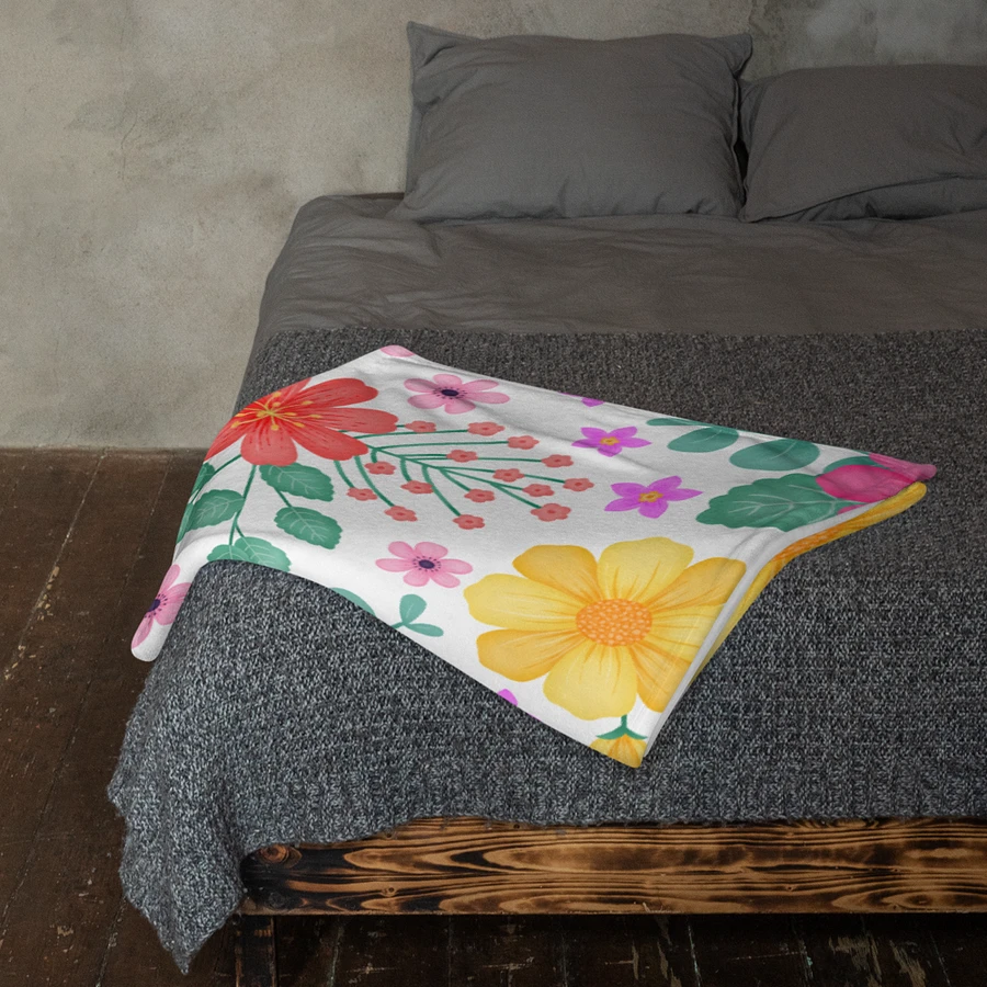 Vibrant Floral Blooms Pink Yellow Orange Blanket - White product image (11)